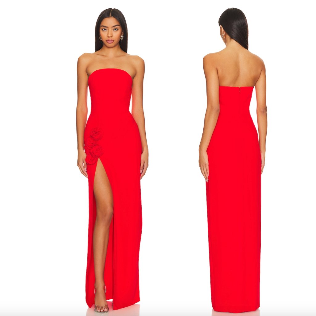 New Amanda Uprichard X Revolve Wolfe Gown In Crimson Red Formal Maxi Dress